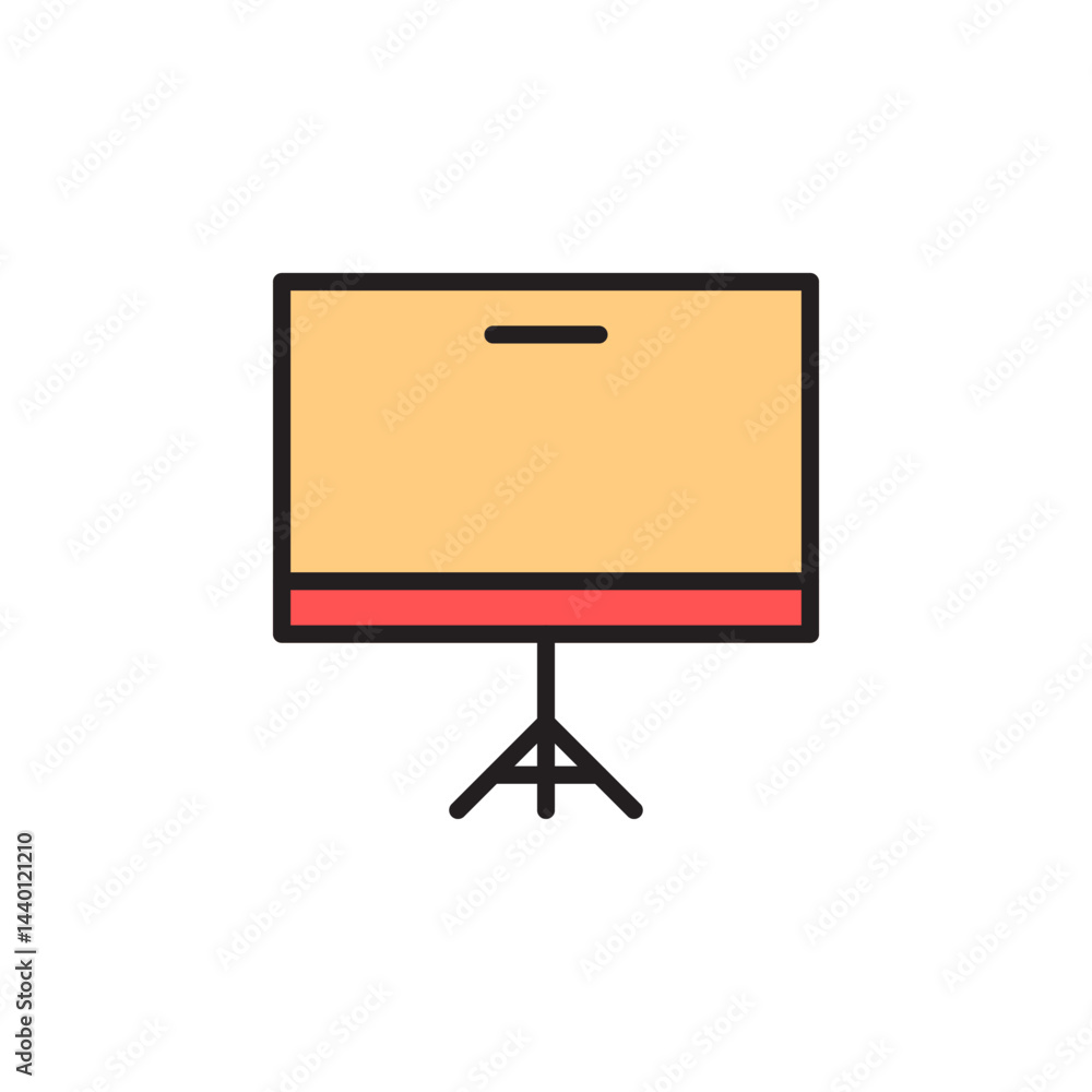 Poster colorful icon of a minimalist presentation board set against a light background with simple shapes a