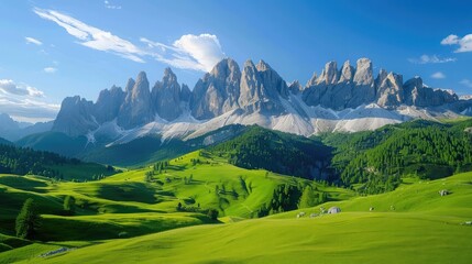 Beautiful summer landscape in the mountains ,Mountain landscape with flowers, Panoramic view of the mountains