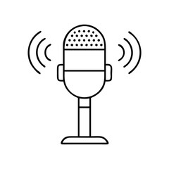 microphone for spoken word icon, microphone for spoken word line art - simple line art of microphone for spoken word, perfect for microphone for spoken word logos and icons
