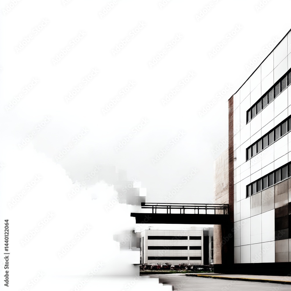 Fototapete modern architecture in black and white: an urban abstraction of geometry and light with minimalist d