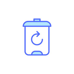 Blue Recycling Bin Icon Representing Waste Management and Environmental Sustainability in a Minimalist Design