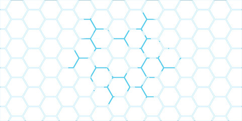 Abstract blue hexagonal pattern design features a seamless honeycomb texture with a geometric grid