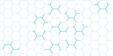 Abstract blue hexagonal pattern with a seamless honeycomb texture and geometric design
