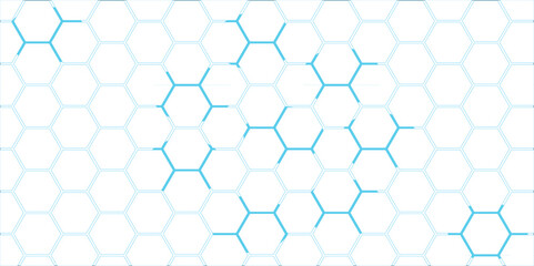 Naklejka premium Abstract blue hexagonal pattern design features a seamless honeycomb texture