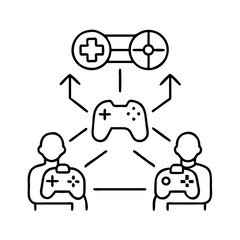 multiplayer icon, multiplayer line art - simple line art of multiplayer, perfect for multiplayer logos and icons