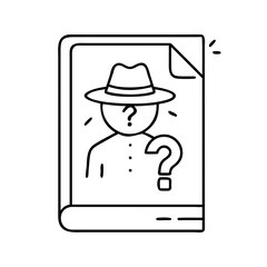 mystery novel icon, mystery novel line art - simple line art of mystery novel, perfect for mystery novel logos and icons