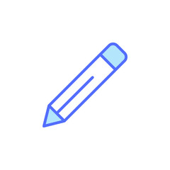 Minimalistic Icon of a Pencil in Bright Blue and Light Yellow Colors Representing Education and Creativity in Stationery Design