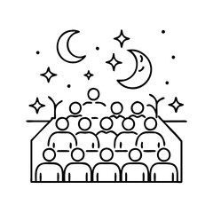 nighttime crowd icon, nighttime crowd line art - simple line art of nighttime crowd, perfect for nighttime crowd logos and icons
