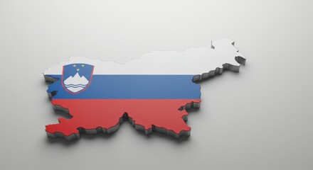 3D Render of Slovenia Map with National Flag: A Detailed Geographic Representation