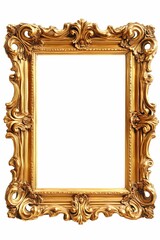 antique gold frame, mock up style, on an isolated white background
