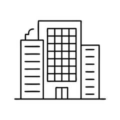 office building icon, office building line art - simple line art of office building, perfect for office building logos and icons