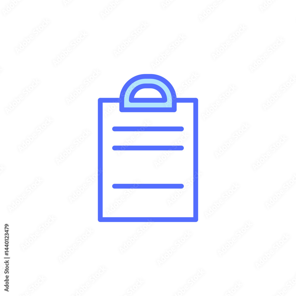 Poster clipboard icon representing stationery concept with notes and lists in a clean minimalist flat desig