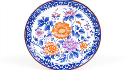 Vintage Dish Display Elegant Setting Plate Presentation Artistic Surroundings Close-Up View Translucent White with Violet Accents