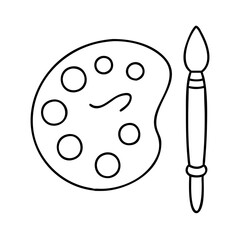 paintbrush and palette for art teacher icon