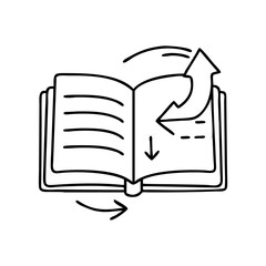 page turning animation icon, page turning animation line art - simple line art of page turning animation, perfect for page turning animation logos and icons