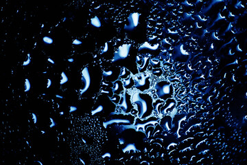 Condensation on the glass. Selective focus.