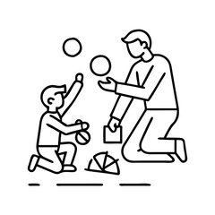 parent and child playing together icon, parent and child playing together line art - simple line art of parent and child playing together, perfect for parent and child playing together logos and icons