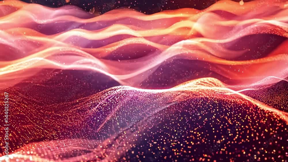 Poster red particle wave background