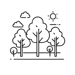 park with trees icon, park with trees line art - simple line art of park with trees, perfect for park with trees logos and icons