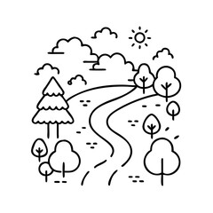 pathway through nature icon, pathway through nature line art - simple line art of pathway through nature, perfect for pathway through nature logos and icons