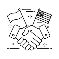 patriot handshake icon, patriot handshake line art - simple line art of patriot handshake, perfect for patriot handshake logos and icons