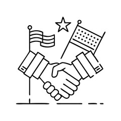 patriot handshake icon, patriot handshake line art - simple line art of patriot handshake, perfect for patriot handshake logos and icons