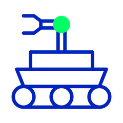 Minimalist representation of a robotic vehicle exploration in blue and green color