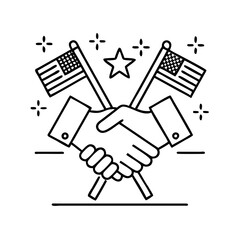 patriot handshake icon, patriot handshake line art - simple line art of patriot handshake, perfect for patriot handshake logos and icons