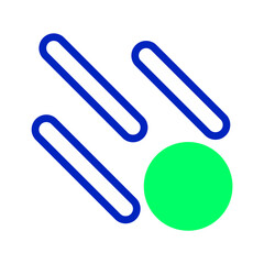 Abstract representation featuring geometric blue shapes and a vibrant green circle