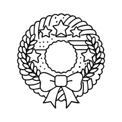 patriotic wreath icon, patriotic wreath line art - simple line art of patriotic wreath, perfect for patriotic wreath logos and icons