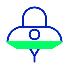 Minimalist depiction of an extraterrestrial craft in a vibrant, abstract design