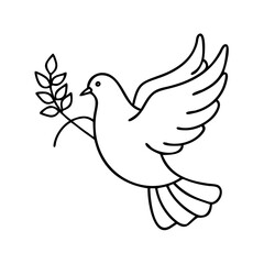 peace dove with olive branch icon, peace dove with olive branch line art - simple line art of peace dove with olive branch, perfect for peace dove with olive branch logos and icons