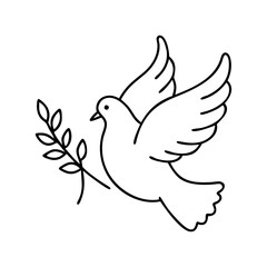 peace dove with olive branch icon, peace dove with olive branch line art - simple line art of peace dove with olive branch, perfect for peace dove with olive branch logos and icons