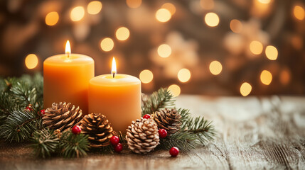 Festive holiday lights and decorations with a warm glow, evoking joy and celebration
