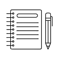 pencil and notebook icon, pencil and notebook line art - simple line art of pencil and notebook, perfect for pencil and notebook logos and icons