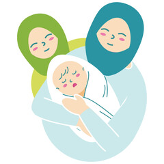 Mother holding a baby with a child