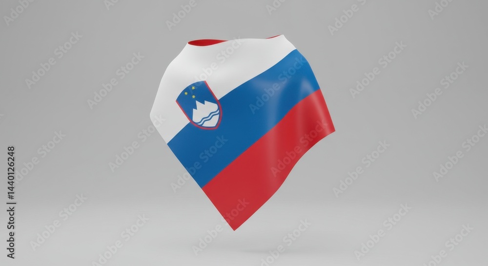 Poster slovenian flag draped elegantly a 3d render of the slovenian national flag in a unique display