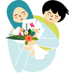 Mother's Day Embrace with Flower