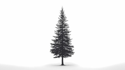 Single Pine Tree: Minimalist image of a single pine tree, tall and slender, against a white background.  Perfect for nature-themed designs and projects requiring a sense of simplicity and serenity. 