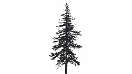 Silhouette of a Pine Tree: Tall, majestic pine tree standing tall against a clean background, its silhouette capturing the essence of nature's strength and grace.