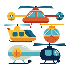 Helicopter set icon isolated on white background