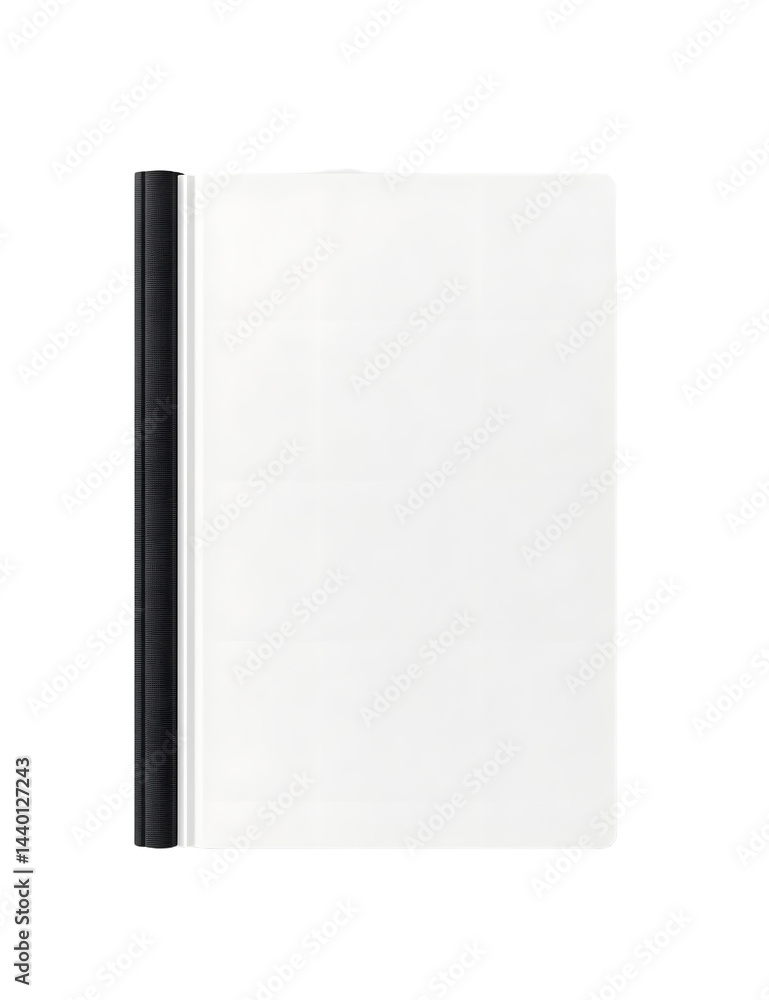 Poster a 3d rendered image of a blank hardcover a4 book mockup floats against a pure white background with 