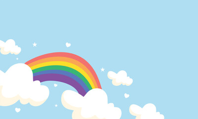 Colorful Rainbow Arching through Blue Sky Scene