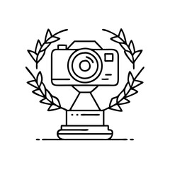 photography awards trophy icon, photography awards trophy line art - simple line art of photography awards trophy, perfect for photography awards trophy logos and icons