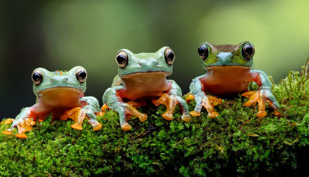 three theloderma corticale vietnamese mossy frog juvenile on moss moss tree frog camouflage on moss mossy tree frog on moss