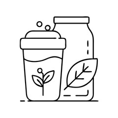 plant based protein shake icon, plant based protein shake line art - simple line art of plant based protein shake, perfect for plant based protein shake logos and icons