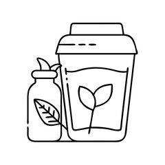 plant based protein shake icon, plant based protein shake line art - simple line art of plant based protein shake, perfect for plant based protein shake logos and icons