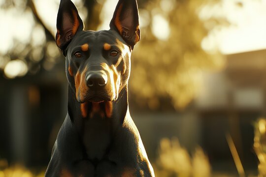Doberman pinscher dog portrait