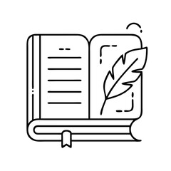 poetry book icon, poetry book line art - simple line art of poetry book, perfect for poetry book logos and icons