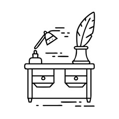 poet s desk icon, poet s desk line art - simple line art of poet s desk, perfect for poet s desk logos and icons